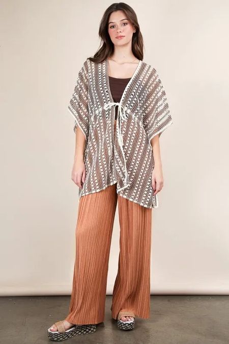 VERY J Striped Poncho Boho Cardigan